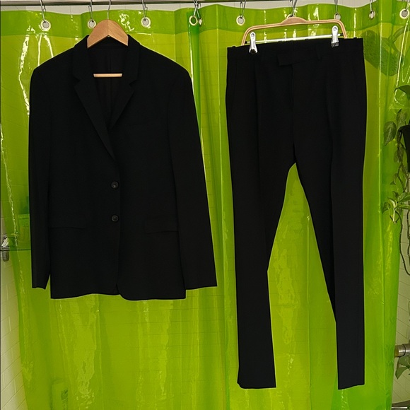 Theory black wool suit